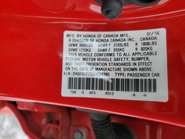 2016 HONDA CIVIC EXL - 2HGFC1F70GH634380