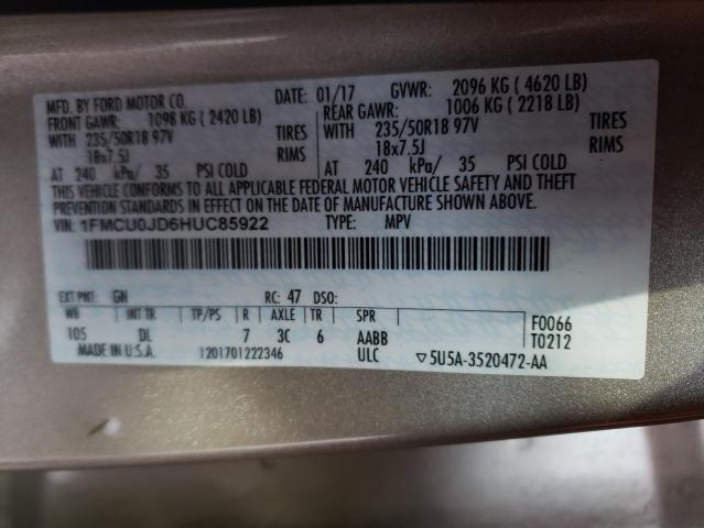 1FMCU0JD6HUC85922 Ford Escape Titanium