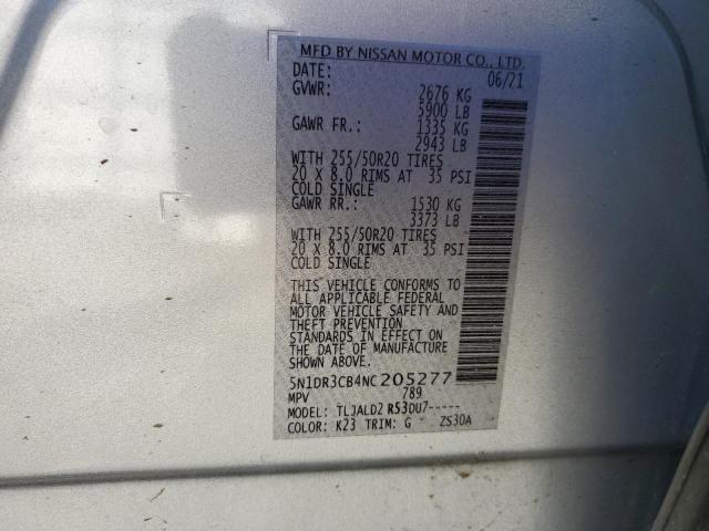 5N1DR3CB4NC205277 Nissan Pathfinder Sl