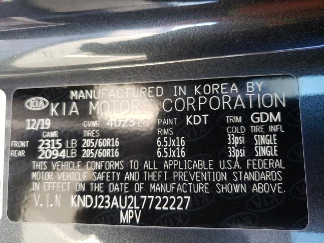 KNDJ23AU2L7722227 KIA SOUL LX