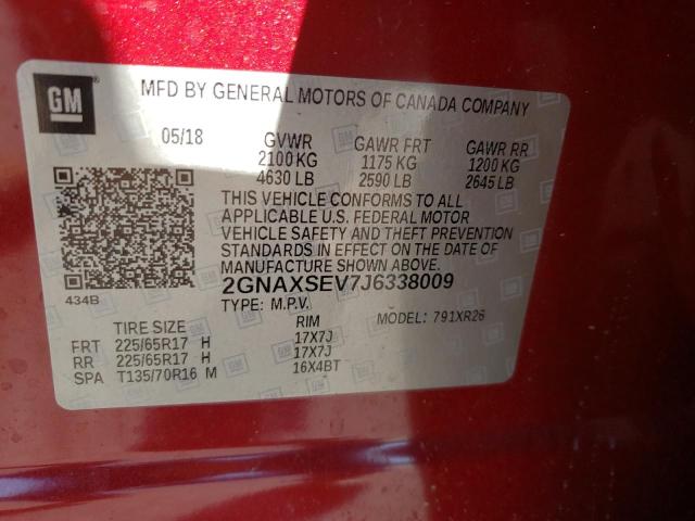 2018 CHEVROLET EQUINOX LT - 2GNAXSEV7J6338009