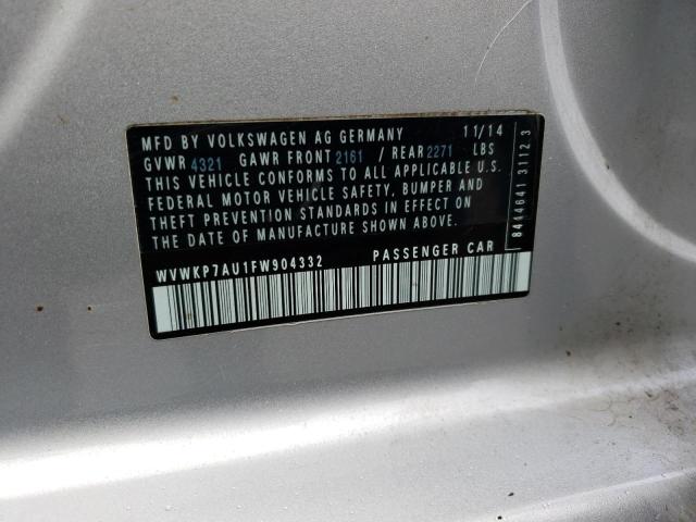 2015 VOLKSWAGEN E-GOLF LIM - WVWKP7AU1FW904332
