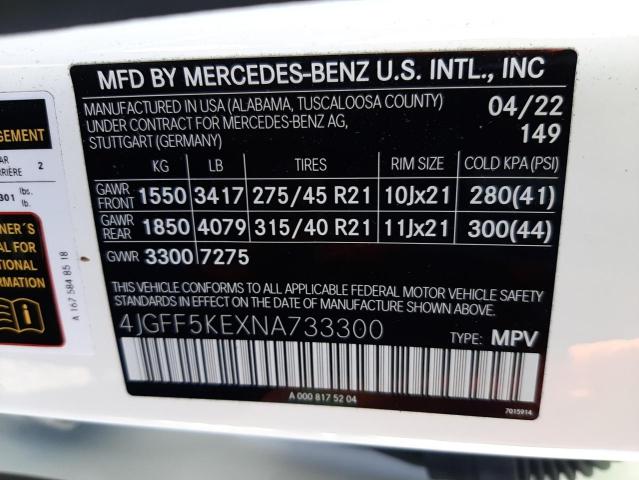 2022 MERCEDES-BENZ GLS 450 4M - 4JGFF5KEXNA733300