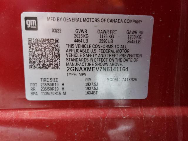 2022 CHEVROLET EQUINOX RS - 2GNAXMEV7N6141164