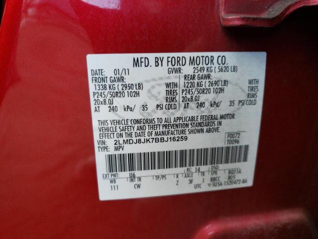 2LMDJ8JK7BBJ16259 Lincoln MKX