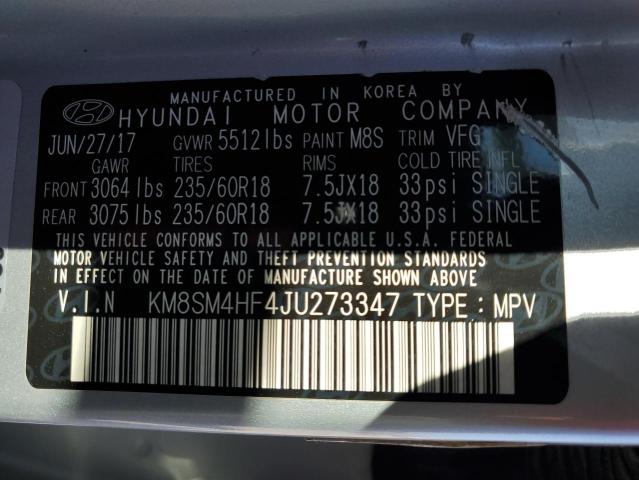 2018 HYUNDAI SANTA FE S - KM8SM4HF4JU273347