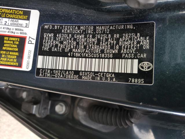 2012 TOYOTA CAMRY SE - 4T1BK1FK5CU518356