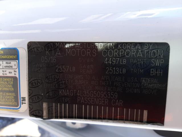 KNAGT4L35G5095359 KIA Optima