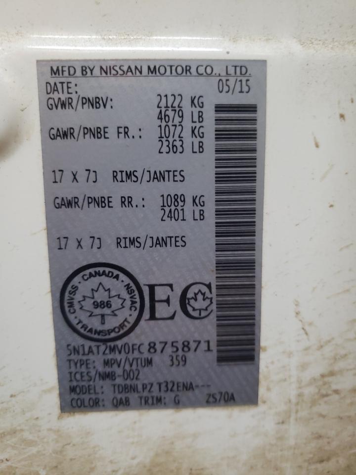 5N1AT2MV0FC875871 2015 Nissan Rogue S