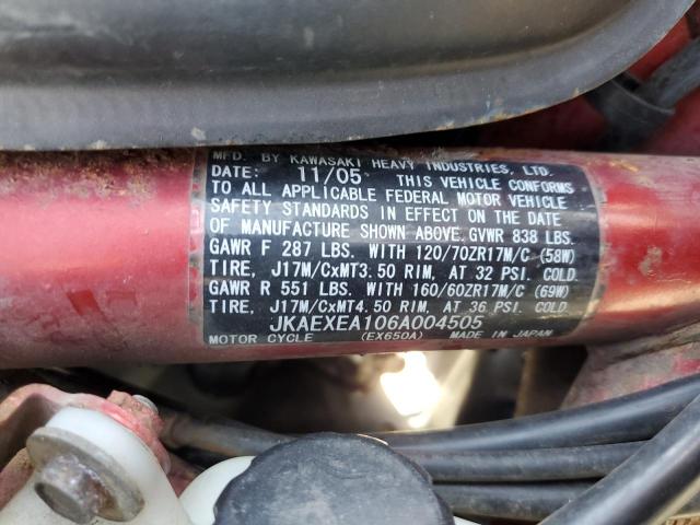 2006 KAWASAKI EX650 A6F - JKAEXEA106A004505