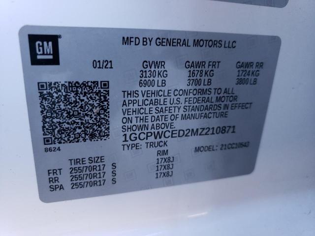 2021 CHEVROLET SILVERADO 1GCPWCED2MZ210871