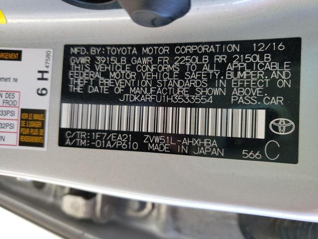 2017 TOYOTA PRIUS - JTDKARFU1H3533554