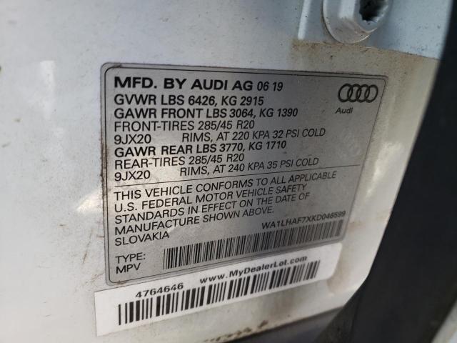 VIN WA1LHAF7XKD046599 2019 Audi Q7, Premium Plus no.13