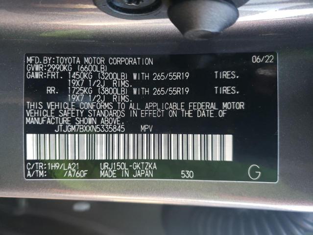 2022 LEXUS GX 460 LUX JTJGM7BXXN5335845