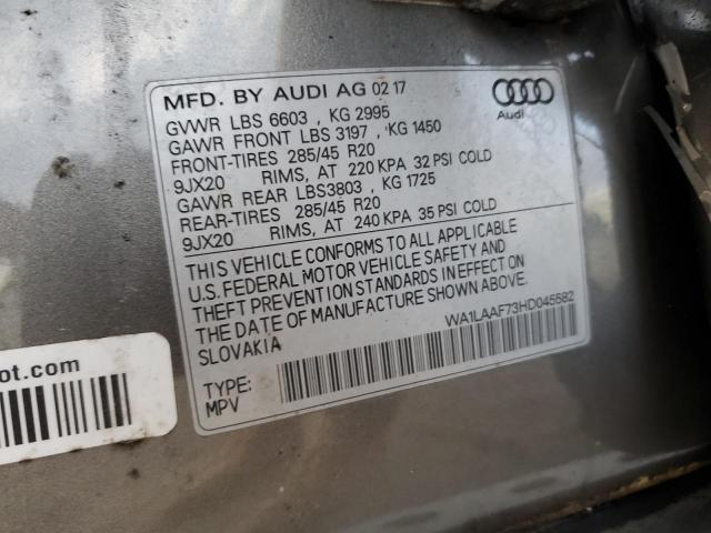2017 AUDI Q7 PREMIUM WA1LAAF73HD045582