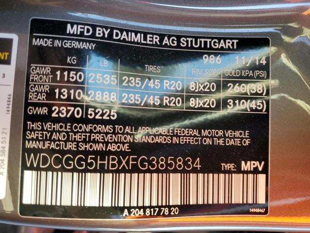 2015 MERCEDES-BENZ GLK 350 - WDCGG5HBXFG385834