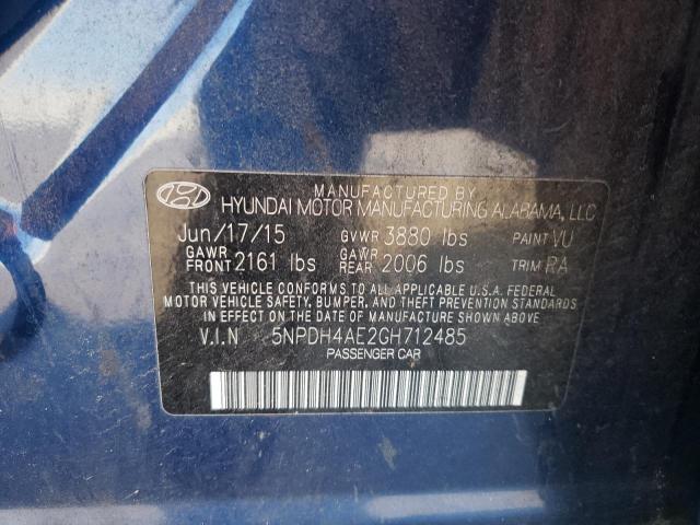 2016 HYUNDAI ELANTRA SE 5NPDH4AE2GH712485
