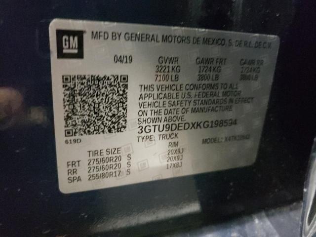 2019 GMC SIERRA K15 - 3GTU9DEDXKG198594
