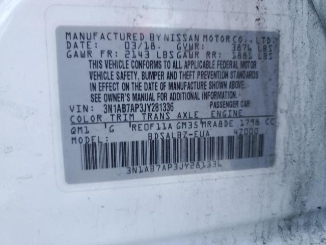 2018 NISSAN SENTRA S 3N1AB7AP3JY281336