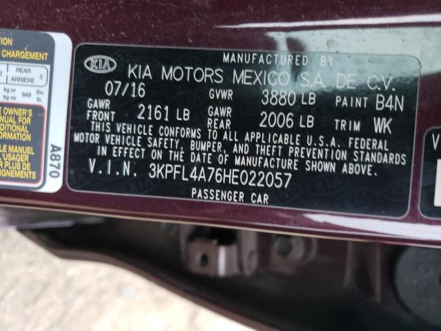3KPFL4A76HE022057 KIA FORTE LX