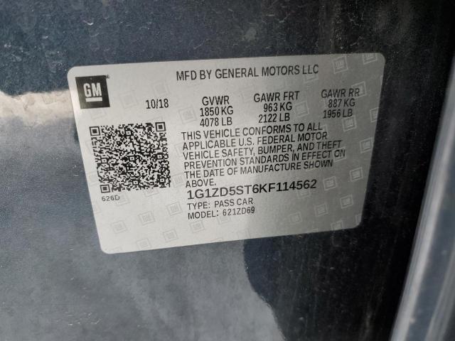2019 CHEVROLET MALIBU - 1G1ZD5ST6KF114562