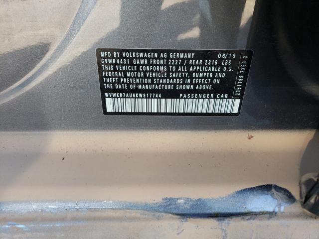 2019 VOLKSWAGEN E-GOLF SE WVWKR7AU6KW917744