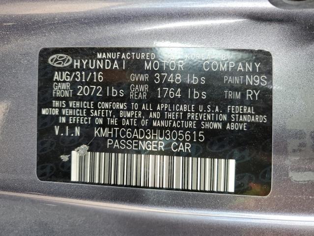 2017 HYUNDAI VELOSTER - KMHTC6AD3HU305615