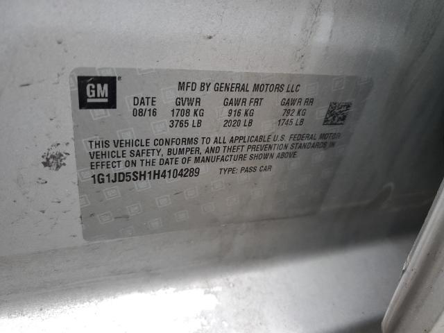 2017 CHEVROLET SONIC LT - 1G1JD5SH1H4104289