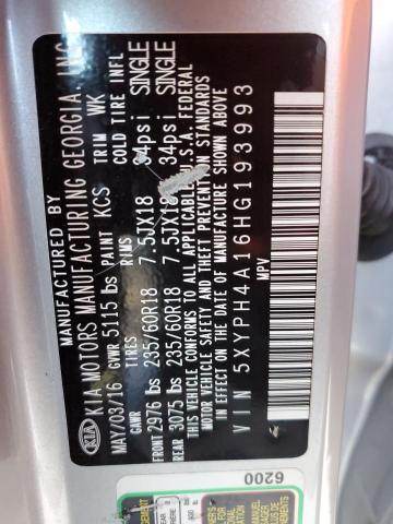 5XYPH4A16HG193993 KIA SORENTO EX