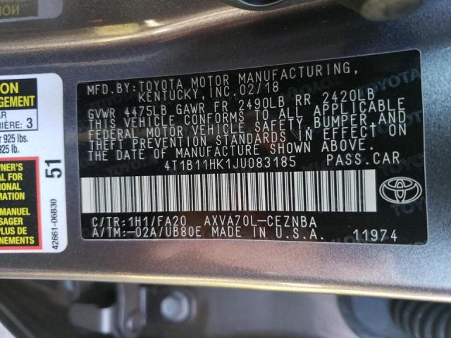 2018 TOYOTA CAMRY L - 4T1B11HK1JU083185