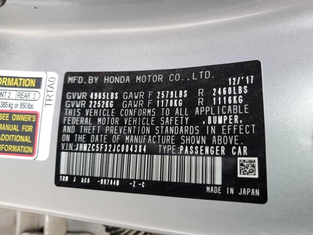 2018 HONDA CLARITY TO - JHMZC5F32JC004384