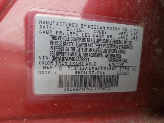2016 NISSAN SENTRA S 3N1AB7AP4GL639291