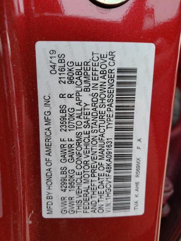 2019 HONDA ACCORD EX 1HGCV1F48KA091631