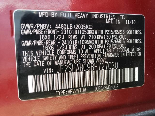 JF2SHABC9BH727030 Subaru Forester 2.5x