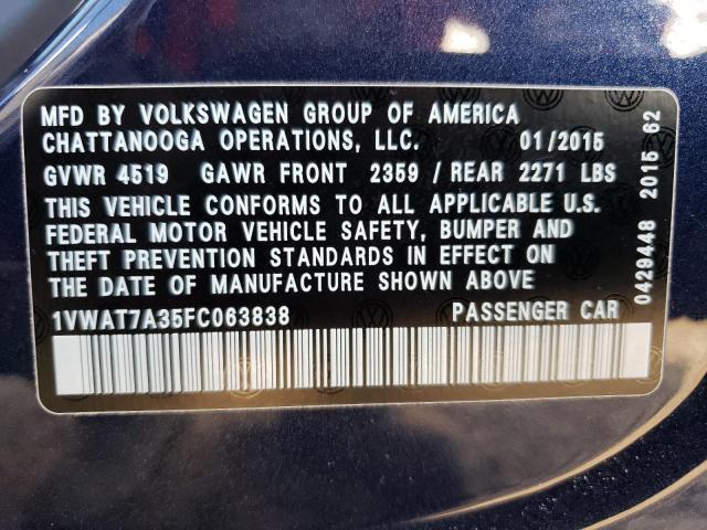 2015 VOLKSWAGEN PASSAT S - 1VWAT7A35FC063838