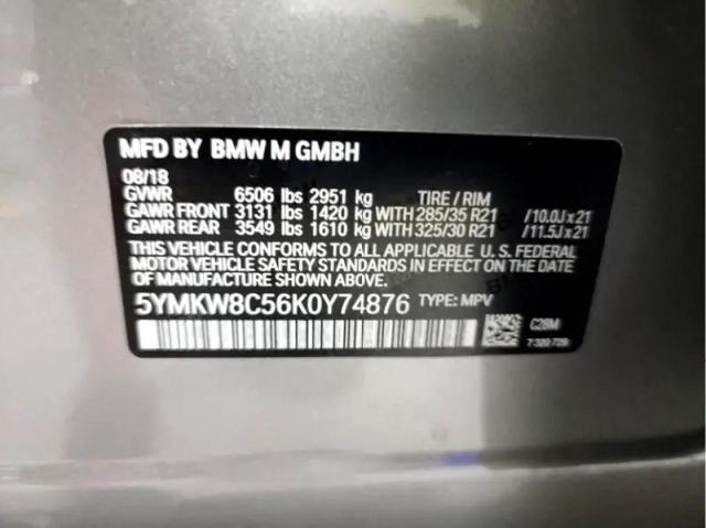 5YMKW8C56K0Y74876 BMW X6 M