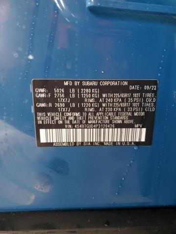 2022 SUBARU OUTBACK WI 4S4BTGUD4P3120426