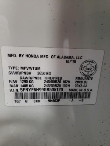 2016 HONDA PILOT TOUR - 5FNYF6H99GB505120