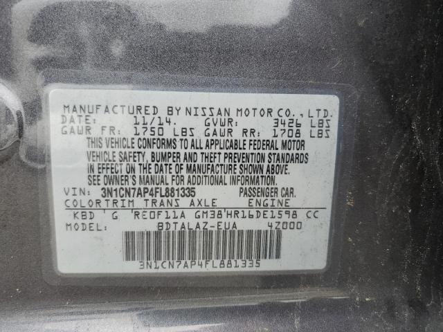 2015 NISSAN VERSA 4D 3N1CN7AP4FL881335