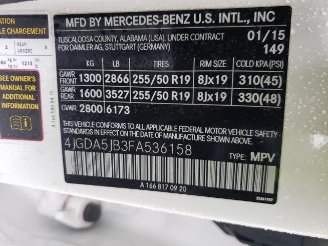 2015 MERCEDES-BENZ ML 350 4JGDA5JB3FA536158