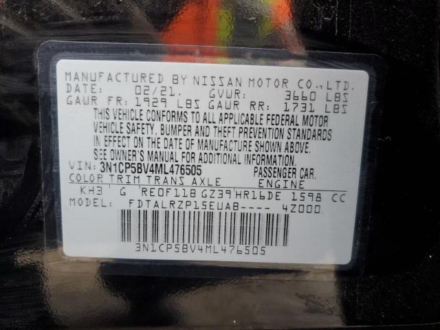 3N1CP5BV4ML476505 Nissan KICKS S