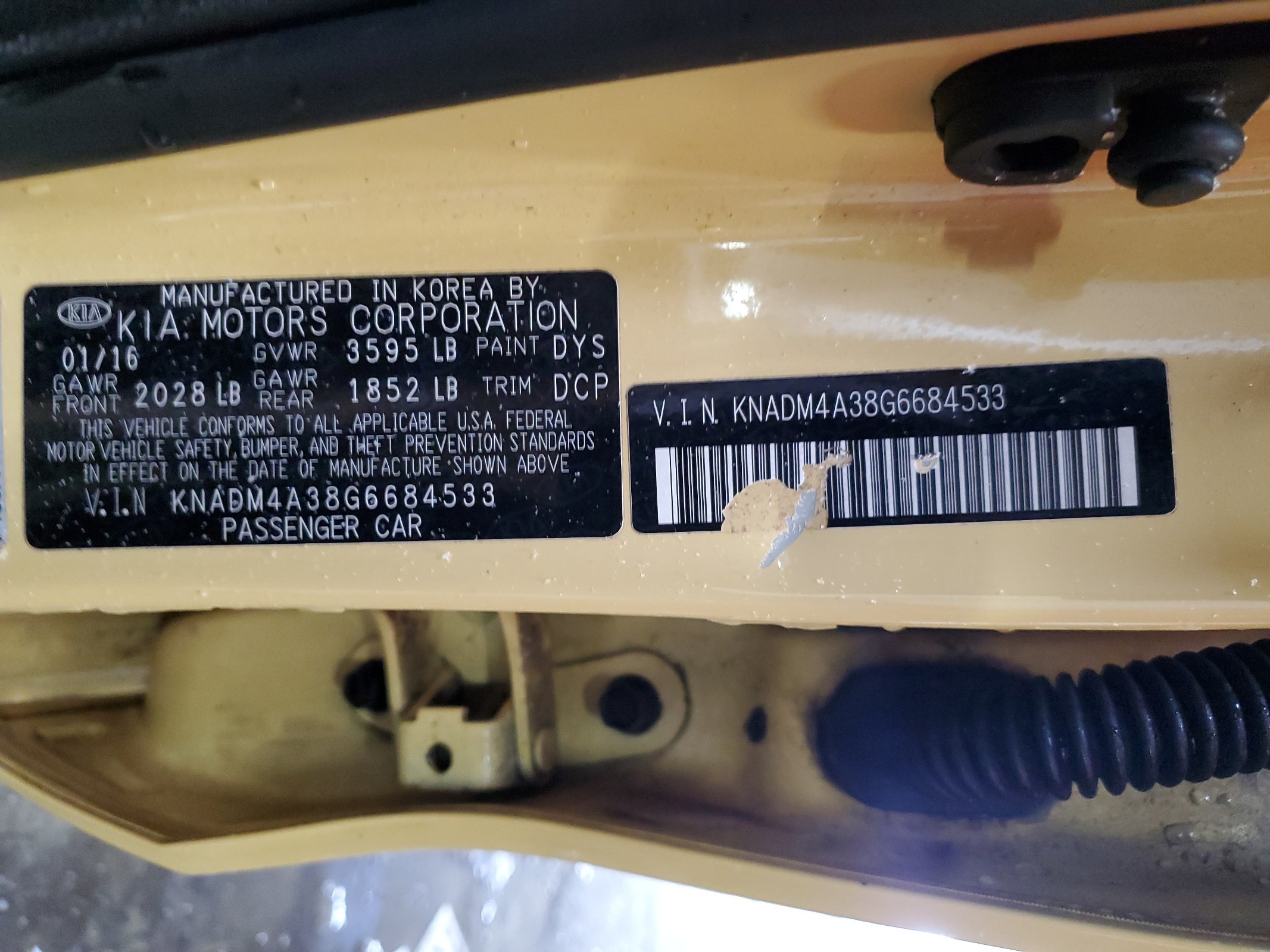 2016 Kia Rio Lx vin: KNADM4A38G6684533