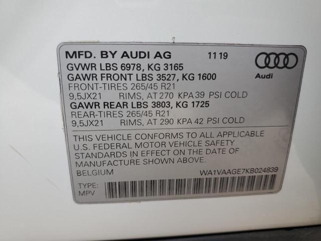 2019 AUDI E-TRON PRE - WA1VAAGE7KB024839