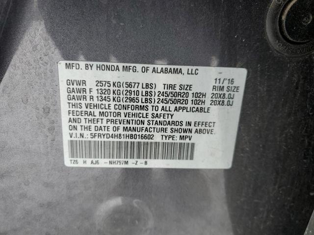 5FRYD4H81HB016602 Acura Mdx Advance
