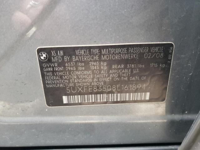 5UXFE83508L161894 BMW X5 4.8I