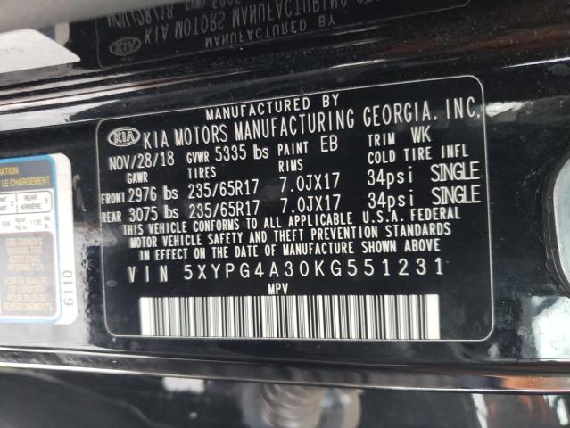 2019 KIA SORENTO L - 5XYPG4A30KG551231