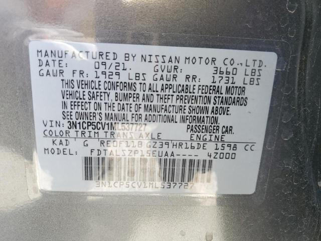 3N1CP5CV1ML537727 Nissan KICKS SV