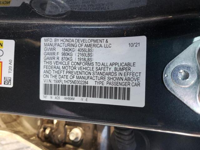 2022 HONDA CIVIC EXL 19XFL1H75NE002284