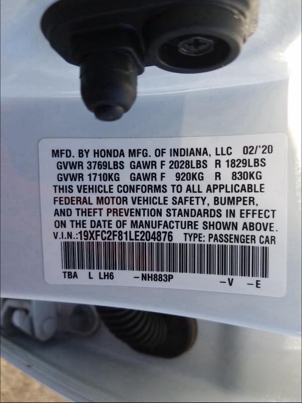 2020 HONDA CIVIC SPOR 19XFC2F81LE204876