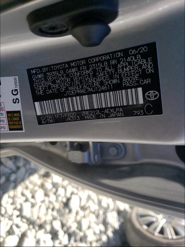 2021 TOYOTA COROLLA LE JTDEPMAE7MJ124611